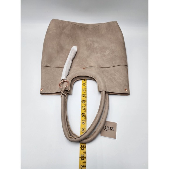 NWT Beige Ulta Beauty Tote Bag Earth Tone Beige Faux Leather Chic Makeup - Picture 16 of 16